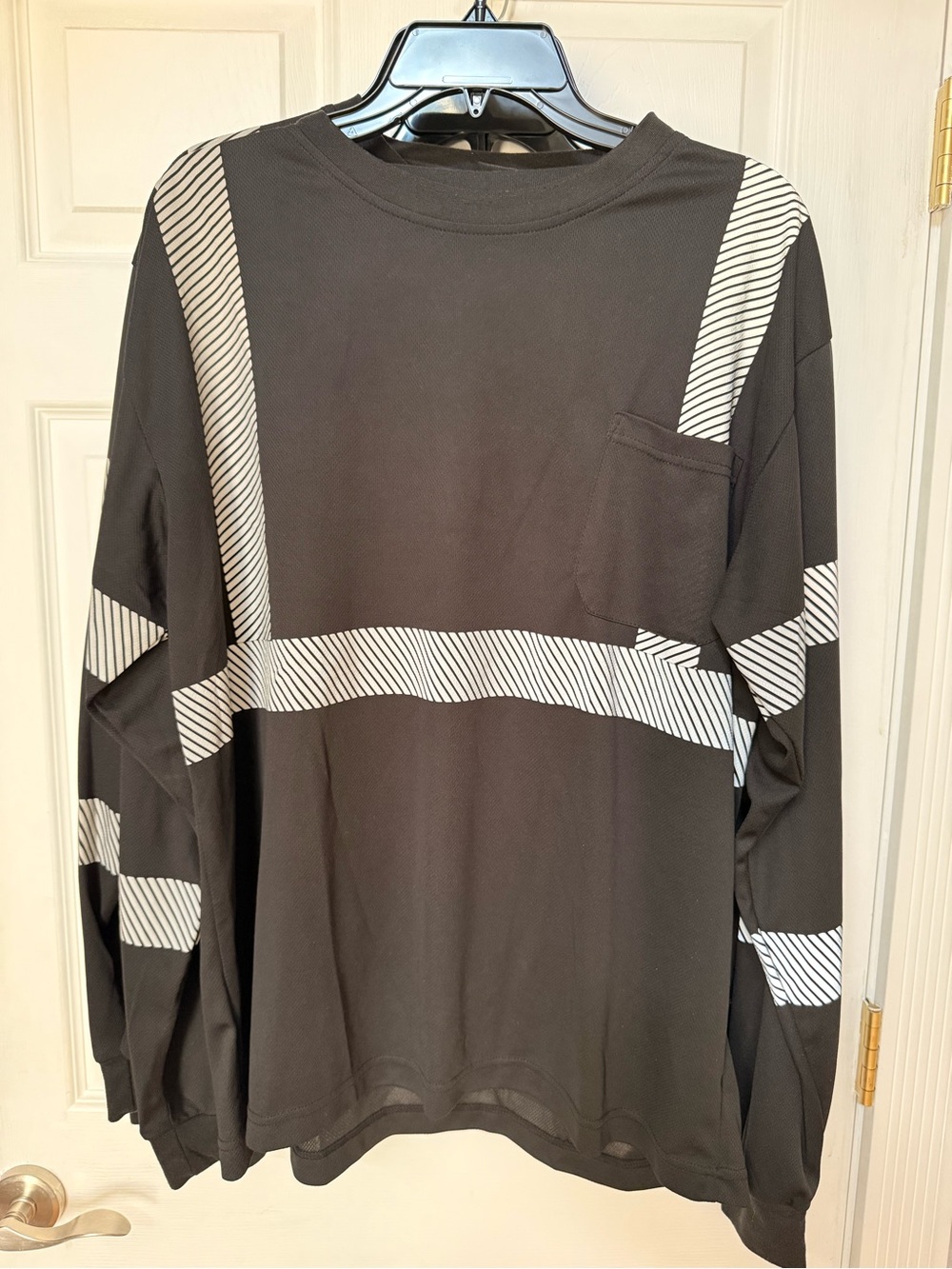 Men's Black Long-Sleeve reflective safety Shirts with front pocket set of 3